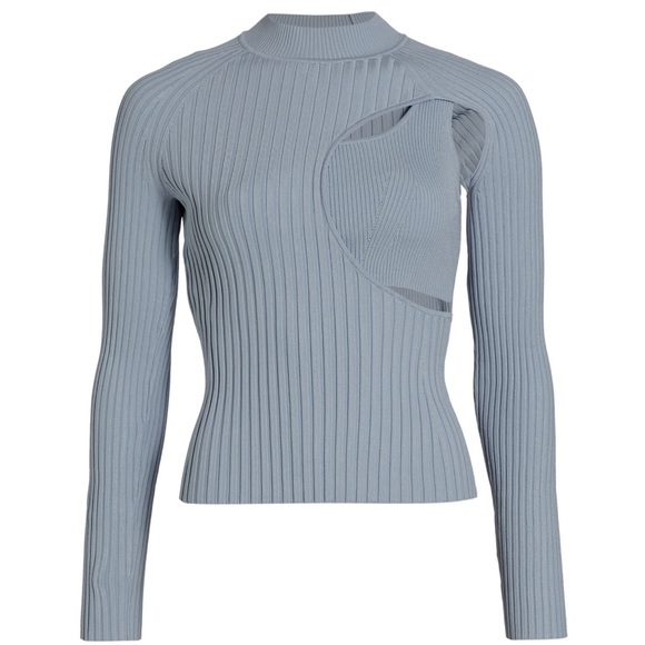 NWT JONATHAN SIMKHAI Vivianne Compact Rib Mock Neck Top - Picture 4 of 7